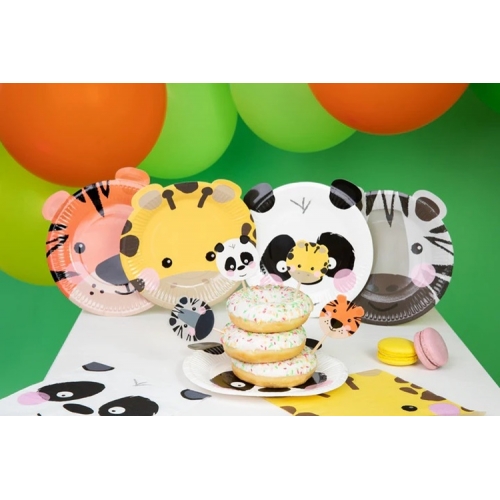 Talerzyki urodziny tort zwierzęta safari zoo 4x